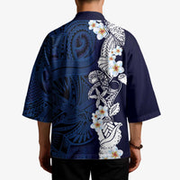 Blue Samoa Tattoo Kimono Plumeria Samoan Ocean Tatau Pattern - Polynesian Pride