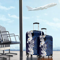 Blue Samoa Tattoo Luggage Cover Plumeria Samoan Ocean Tatau Pattern - Polynesian Pride