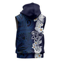 Blue Samoa Tattoo Sleeveless Zip Hoodie Plumeria Samoan Ocean Tatau Pattern - Polynesian Pride