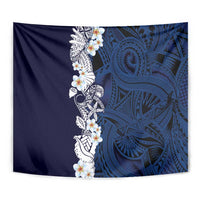Blue Samoa Tattoo Tapestry Plumeria Samoan Ocean Tatau Pattern - Polynesian Pride