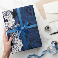 Blue Samoa Tattoo Wrapping Paper Plumeria Samoan Ocean Tatau Pattern - Polynesian Pride