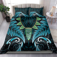 Aotearoa Pounamu Niho Bedding Set Silver Fern Mix Maori Pattern - Turquoise LT14 - Polynesian Pride