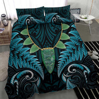 Aotearoa Pounamu Niho Bedding Set Silver Fern Mix Maori Pattern - Turquoise LT14 - Polynesian Pride