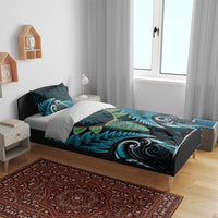 Aotearoa Pounamu Niho Bedding Set Silver Fern Mix Maori Pattern - Turquoise LT14 - Polynesian Pride