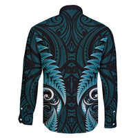 Aotearoa Pounamu Niho Family Matching Tank Maxi Dress and Hawaiian Shirt Silver Fern Mix Maori Pattern - Turquoise LT14 - Polynesian Pride
