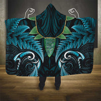 Aotearoa Pounamu Niho Hooded Blanket Silver Fern Mix Maori Pattern - Turquoise