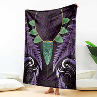 Aotearoa Pounamu Niho Blanket Silver Fern Mix Maori Pattern - Purple