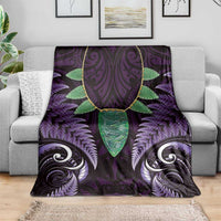 Aotearoa Pounamu Niho Blanket Silver Fern Mix Maori Pattern - Purple