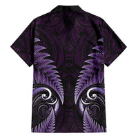 Aotearoa Pounamu Niho Family Matching Tank Maxi Dress and Hawaiian Shirt Silver Fern Mix Maori Pattern - Purple LT14 - Polynesian Pride