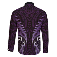 Aotearoa Pounamu Niho Family Matching Tank Maxi Dress and Hawaiian Shirt Silver Fern Mix Maori Pattern - Purple LT14 - Polynesian Pride
