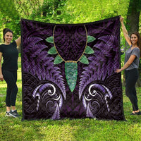 Aotearoa Pounamu Niho Quilt Silver Fern Mix Maori Pattern - Purple