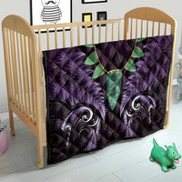 Aotearoa Pounamu Niho Quilt Silver Fern Mix Maori Pattern - Purple