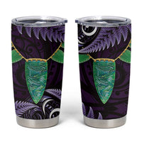 Aotearoa Pounamu Niho Tumbler Cup Silver Fern Mix Maori Pattern - Purple