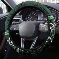 Aotearoa Pounamu Niho Steering Wheel Cover Silver Fern Mix Maori Pattern - Green LT14 - Polynesian Pride