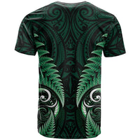 Aotearoa Pounamu Niho T Shirt Silver Fern Mix Maori Pattern - Green