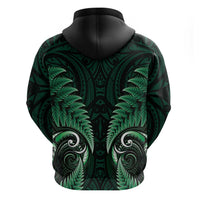 Aotearoa Pounamu Niho Zip Hoodie Silver Fern Mix Maori Pattern - Green LT14 - Polynesian Pride