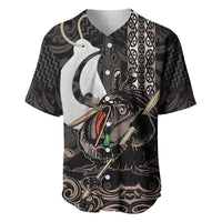 Aotearoa Hei Matau Baseball Jersey Haka Kiwi Mix Maori Mangopare LT14 Black - Polynesian Pride