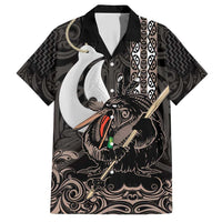 Aotearoa Hei Matau Family Matching Short Sleeve Bodycon Dress and Hawaiian Shirt Haka Kiwi Mix Maori Mangopare LT14 Dad's Shirt - Short Sleeve Black - Polynesian Pride