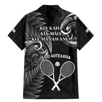 New Zealand Tiki Tennis Family Matching Mermaid Dress and Hawaiian Shirt 2024 Aotearoa Tenehi Maori Silver Fern - Black LT14 - Polynesian Pride