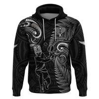 New Zealand Tiki Tennis Zip Hoodie 2024 Aotearoa Tenehi Maori Silver Fern - Black LT14 Pullover Hoodie Black - Polynesian Pride