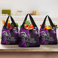 New Zealand Tiki Tennis Grocery Bag Aotearoa Tenehi Maori Silver Fern - Purple