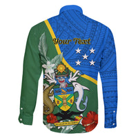 Personalised Halo Olaketa Solomon Islands Family Matching Off Shoulder Short Dress and Hawaiian Shirt Coat Of Arms With Tropical Flowers Flag Style LT14 - Polynesian Pride