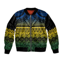 Halo Olaketa Solomon Islands Bomber Jacket Melanesian Tribal Pattern Gradient Version LT14 Unisex Black - Polynesian Pride