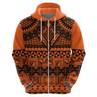 Halo Olaketa Solomon Islands Zip Hoodie Melanesian Tribal Pattern Orange Version LT14 - Polynesian Pride