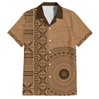 Fakaalofa Lahi Atu Niue Family Matching Long Sleeve Bodycon Dress and Hawaiian Shirt Vintage Hiapo Pattern Brown Version LT14 Dad's Shirt - Short Sleeve Brown - Polynesian Pride