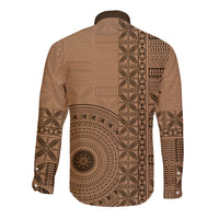Fakaalofa Lahi Atu Niue Long Sleeve Button Shirt Vintage Hiapo Pattern Brown Version LT14 - Polynesian Pride
