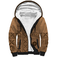 Fakaalofa Lahi Atu Niue Sherpa Hoodie Vintage Hiapo Pattern Brown Version LT14 Unisex Brown - Polynesian Pride