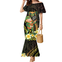 Hawaii Saint Patrick's Day Family Matching Mermaid Dress and Hawaiian Shirt Ukulele Leprechaun Hau'Oli Maoli Oe!