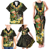 Hawaii Saint Patrick's Day Family Matching Tank Maxi Dress and Hawaiian Shirt Ukulele Leprechaun Hau'Oli Maoli Oe!
