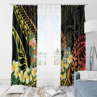 Hawaii Saint Patrick's Day Window Curtain Ukulele Leprechaun Hau'Oli Maoli Oe!