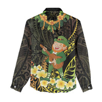 Hawaii Saint Patrick's Day Women Casual Shirt Ukulele Leprechaun Hau'Oli Maoli Oe!