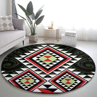 Kia Ora Aotearoa Round Carpet 2025 Pasifika Maori Taniko Motifs LT14 - Polynesian Pride