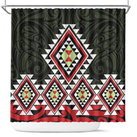 Kia Ora Aotearoa Shower Curtain 2025 Pasifika Maori Taniko Motifs