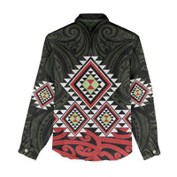 Kia Ora Aotearoa Women Casual Shirt 2025 Pasifika Maori Taniko Motifs
