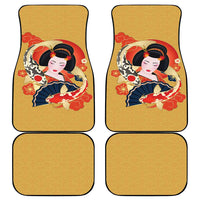 Japanese Geisha Koi Fish Car Mats Cherry Blossoms Yellow Seigaiha Pattern - Polynesian Pride