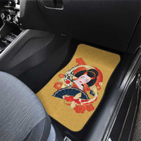 Japanese Geisha Koi Fish Car Mats Cherry Blossoms Yellow Seigaiha Pattern - Polynesian Pride