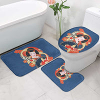 Japanese Geisha Koi Fish Bathroom Set Cherry Blossoms Blue Seigaiha Pattern - Polynesian Pride
