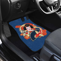 Japanese Geisha Koi Fish Car Mats Cherry Blossoms Blue Seigaiha Pattern - Polynesian Pride