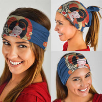 Japanese Geisha Koi Fish Neck Gaiter Cherry Blossoms Blue Seigaiha Pattern - Polynesian Pride