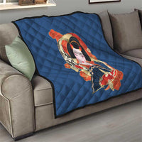 Japanese Geisha Koi Fish Quilt Cherry Blossoms Blue Seigaiha Pattern - Polynesian Pride