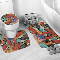 Japanese Geisha Katana Bathroom Set Japan Sensu Seigaiha Pattern - Polynesian Pride