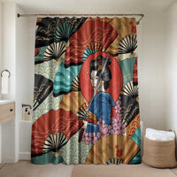 Japanese Geisha Katana Bathroom Set Japan Sensu Seigaiha Pattern - Polynesian Pride