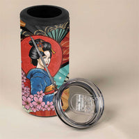 Japanese Geisha Katana 4 in 1 Can Cooler Tumbler Japan Sensu Seigaiha Pattern - Polynesian Pride