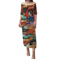 Japanese Geisha Katana Family Matching Puletasi and Hawaiian Shirt Japan Sensu Seigaiha Pattern - Polynesian Pride