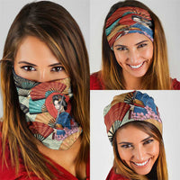 Japanese Geisha Katana Neck Gaiter Japan Sensu Seigaiha Pattern - Polynesian Pride