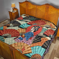 Japanese Geisha Katana Quilt Japan Sensu Seigaiha Pattern - Polynesian Pride